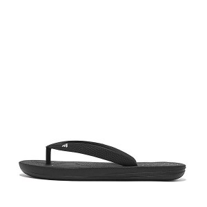 Kids' FitFlop Iqushion Junior Ergonomic Flip Flops Black | 283JUAVGK