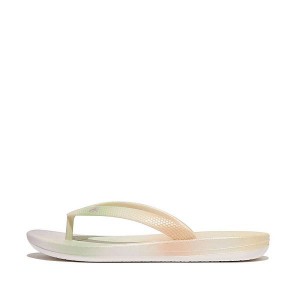 Kids' FitFlop Iqushion Junior Iridescent Ergonomic Flip Flops White | 563AUXEQF