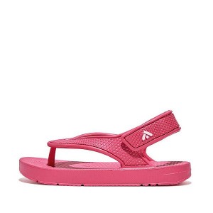 Kids' FitFlop Iqushion Toddler Ergonomic Back-Strap Flip Flops Pink | 587VLSABM