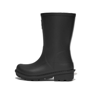 Kids' FitFlop Wonderwelly Junior Ergonomic Wellington Rain Boots Black | 546ZTGFYR