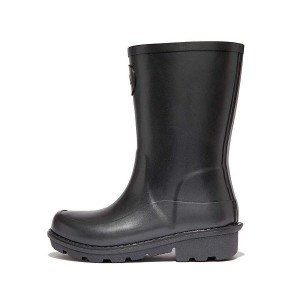 Kids' FitFlop Wonderwelly Junior Pearlized Ergonomic Waterproof Wellington Rain Boots Black | 357ZSKHRO