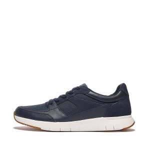 Men's FitFlop Anatomiflex Material Mix Panel Sneakers Navy | 950KBEXAM