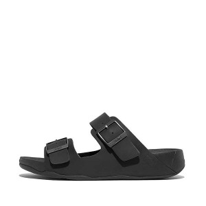 Men's FitFlop Gogh-Moc Buckle Nubuck Slides Black | 957JBUEMR