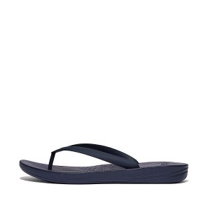 Men's FitFlop Iqushion Ergonomic Flip Flops Navy | 745FUKVYA