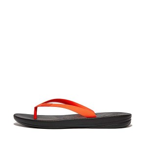 Men's FitFlop Iqushion Ergonomic Flip Flops Black / Orange | 835YUKBLW