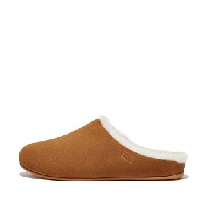 Men's FitFlop Shove Shearling Lined Suede Slippers Light Brown | 970ILOSFW