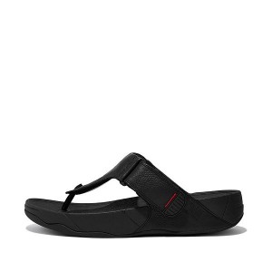 Men's FitFlop Trakk Ii Leather Toe-Post Sandals Black | 830FMBADR