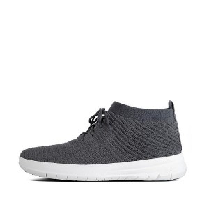 Men's FitFlop Uberknit Slip On High Top Sneakers Dark Grey | 879QZMRVP