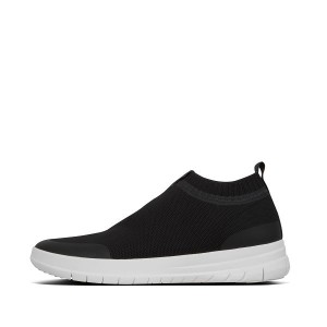 Men's FitFlop Uberknit Slip On Sneakers Black / White | 918GMCXBL