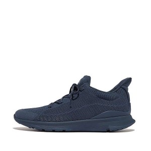 Men's FitFlop Vitamin Ffx Knit Sports Sneakers Blue | 850UAQHXJ