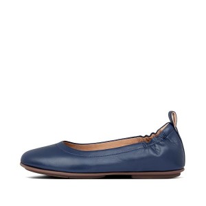 Women's FitFlop Allegro Soft Leather Ballet Flats Navy | 681GIRJCL