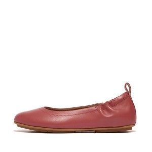 Women's FitFlop Allegro Soft Leather Ballet Pumps Ballet Flats Red | 520PKXMHY