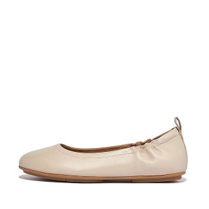 Women's FitFlop Allegro Soft Leather Ballet Flats Grey / Beige | 926JTVEBP