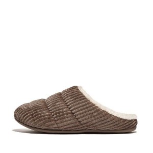 Women's FitFlop Chrissie Biofleece Lined Corduroy Slippers Grey | 680VLRAFG