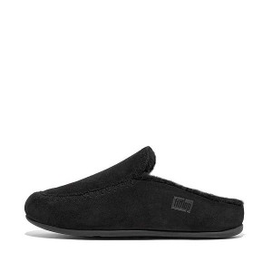 Women's FitFlop Chrissie Ii Haus Shearling Lined Suede Slippers Black | 170BYHUFC