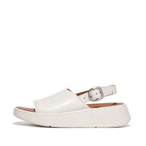 Women's FitFlop F-Mode Leather Flatform Back-Strap Sandals Cream | 738NOMYCX