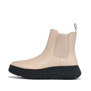 Women's FitFlop F-Mode Leather Flatform Chelsea Boots Grey / Beige | 941FXSBDL