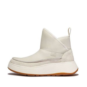 Women's FitFlop F-Mode Nubuck-Mix Flatform Bootie Sneakers Cream | 932CYZSXU