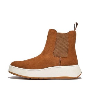 Women's FitFlop F-Mode Suede Flatform Chelsea Boots Light Brown | 981DRNVJM