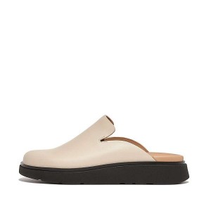 Women's FitFlop Gen-Ff Leather Mules Grey / Beige | 468CBKUPE