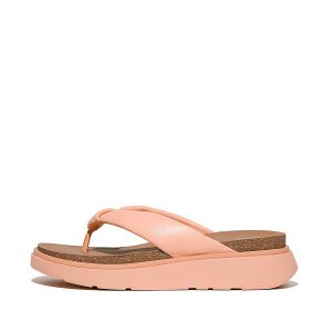 Women's FitFlop Gen-Ff Padded Strap Leather Toe-Post Sandals Brown / Coral | 692CMAEQX