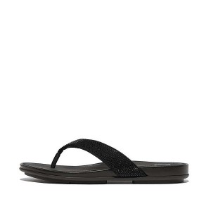 Women's FitFlop Gracie Crystal Flip Flops Black | 917MZIYAV