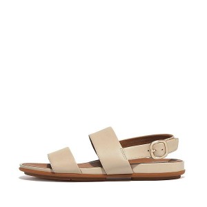 Women's FitFlop Gracie Leather Back-Strap Sandals Grey / Beige | 802ECQNTW