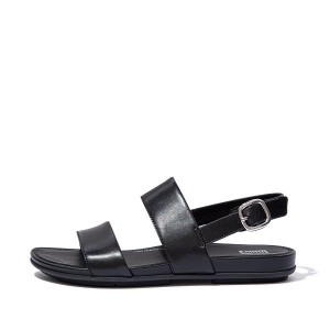 Women's FitFlop Gracie Leather Back-Strap Sandals Black | 369WMDKYB