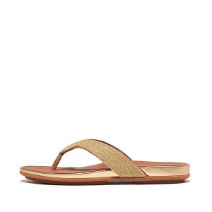 Women's FitFlop Gracie Shimmerlux Flip Flops Brown / Gold | 041JKHWMF