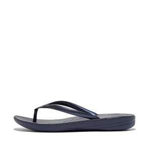 Women's FitFlop Iqushion Ergonomic Flip Flops Navy | 619OQJRES