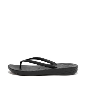 Women's FitFlop Iqushion Ergonomic Flip Flops Black | 735LQHKZN