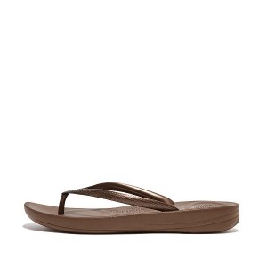 Women's FitFlop Iqushion Ergonomic Flip Flops Brown | 230JRZWTD