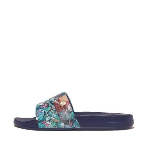 Women's FitFlop Iqushion X Jim Thompson Limited Edition Slides Blue | 169KASMOT