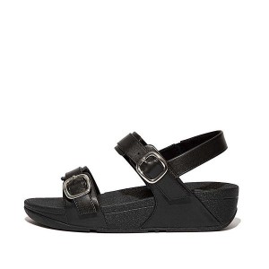 Women's FitFlop Lulu Adjustable Leather Sandals Black | 548PARXJM