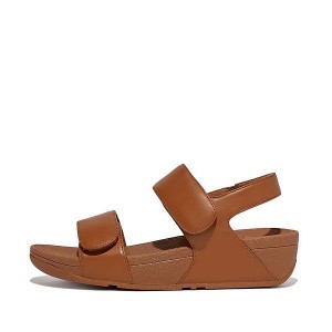 Women's FitFlop Lulu Adjustable Leather Sandals Light Brown | 058QZRABJ