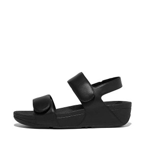 Women's FitFlop Lulu Adjustable Leather Sandals Black | 975DCOLRG