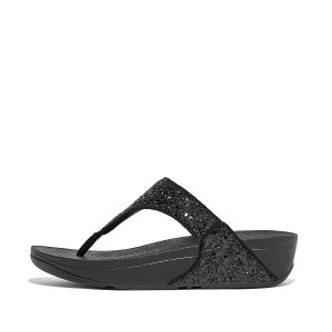 Women's FitFlop Lulu Glitter Toe-Post Sandals Black | 024SGBQHE