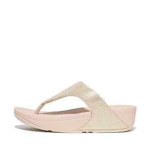 Women's FitFlop Lulu Glitz Canvas Toe-Post Sandals Beige / Silver | 306QEVBMP