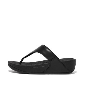 Women's FitFlop Lulu Leather Toe-Post Sandals Black | 274LEYXRP