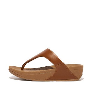 Women's FitFlop Lulu Leather Toe-Post Sandals Light Brown | 375UQZPML