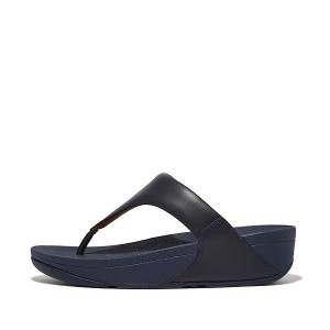 Women's FitFlop Lulu Leather Toe-Post Sandals Deep Blue | 351VZPIUK