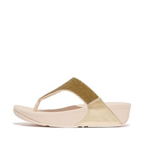 Women's FitFlop Lulu Opul Toe-Post Sandals Beige / Olive / Gold | 094ZBNWYU