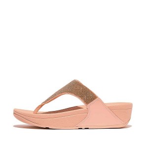 Women's FitFlop Lulu Opul Toe-Post Sandals Coral / Gold | 197UOSZNC