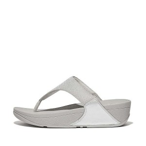 Women's FitFlop Lulu Shimmerlux Toe-Post Sandals Silver | 470DRCSOU