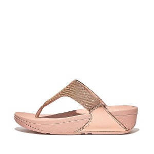 Women's FitFlop Lulu Shimmerlux Toe-Post Sandals Rose Gold | 721DRTOIK