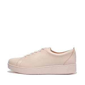 Women's FitFlop Rally Leather Sneakers Rose | 218UKZIOJ