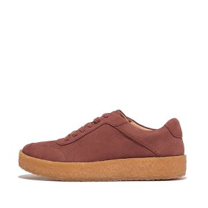 Women's FitFlop Rally Tumbled Nubuck Crepe Sneakers Brown | 842VOCINT