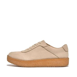 Women's FitFlop Rally Tumbled Nubuck Crepe Sneakers Grey / Beige | 261ORBUSK