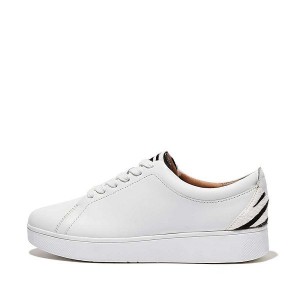 Women's FitFlop Rally Zebra Back Leather Sneakers White | 271JOWHYC