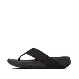 Women's FitFlop Surfa Toe-Post Sandals Black | 790ATNWFC